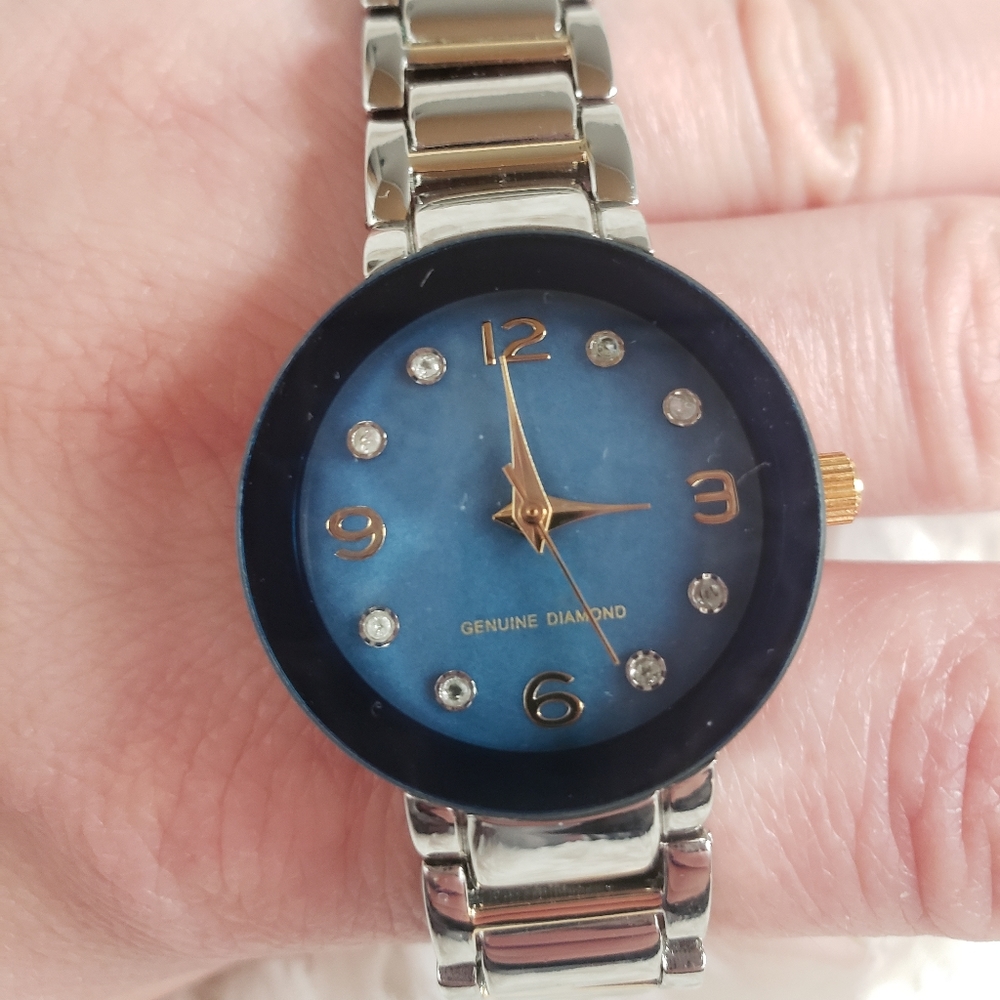 NWOT Stainless Steel  and Genuine Diamond Diamond Watch